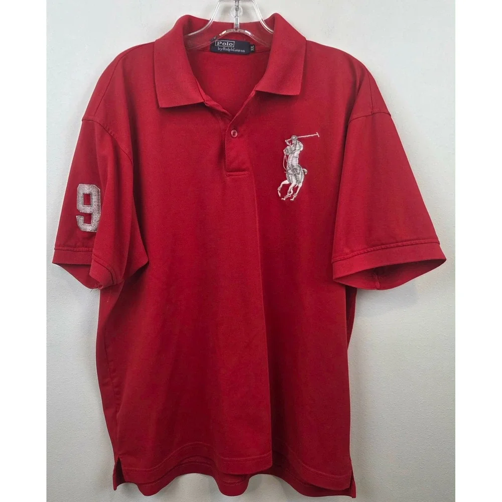 Polo Ralph Lauren Mens XXL Red Big Pony Embroidered Short Sleeve Polo Shirt 9